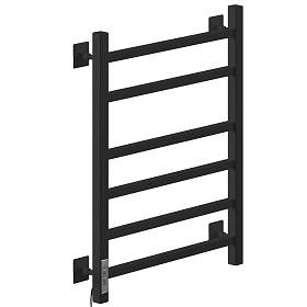 Полотенцесушитель электрический кабельный Ника STEP-2 60x40 RAL9005, черный матовый, левый тэн