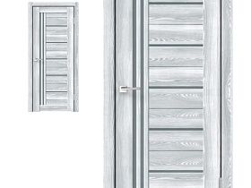 Межкомнатная дверь Velldoris Экошпон НОВАРА ВЕРТИКАЛЬ цвет Ривьера айс, стекло Мателюкс графит