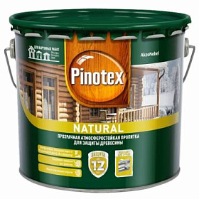 Декоративно-защитная пропитка Pinotex Natural древесно-желтый (9л)