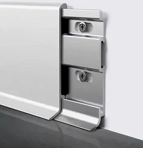 Алюминиевый напольный плинтус Русский профиль, SSZ-60мм анодированный, серебро матовое, в компл с крепежом (5шт) 60х11х2500 мм, 1 м.п.