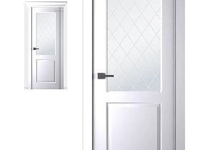 Межкомнатная дверь эмаль Belwooddoors Альта белая, полотно с витражным стеклом