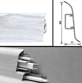 Напольный плинтус Tarkett (пластиковый с кабель-каналом) 241 Misty Santorini 60мм/15мм, 1 м.п.