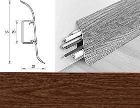 Напольный плинтус Идеал Оптима (пластиковый с кабель-каналом) 292 Орех миланский 55/22 мм, 1 м.п.