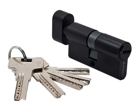 Ключевой цилиндр высокой секретности HS 60CK BL с заверткой (60мм), цвет - черный