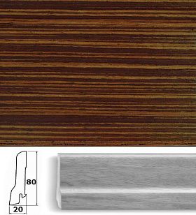 Плинтус шпонированный Pedross 80x20мм Венге, 1 м.п.