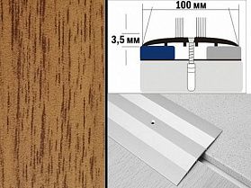 Порог декорированный плоский А10 100х3,5 мм Дуб деревенский