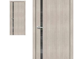 Межкомнатная дверь Браво Эко Шпон Браво-1.55 Cappuccino Veralinga, стекло Mirox Grey